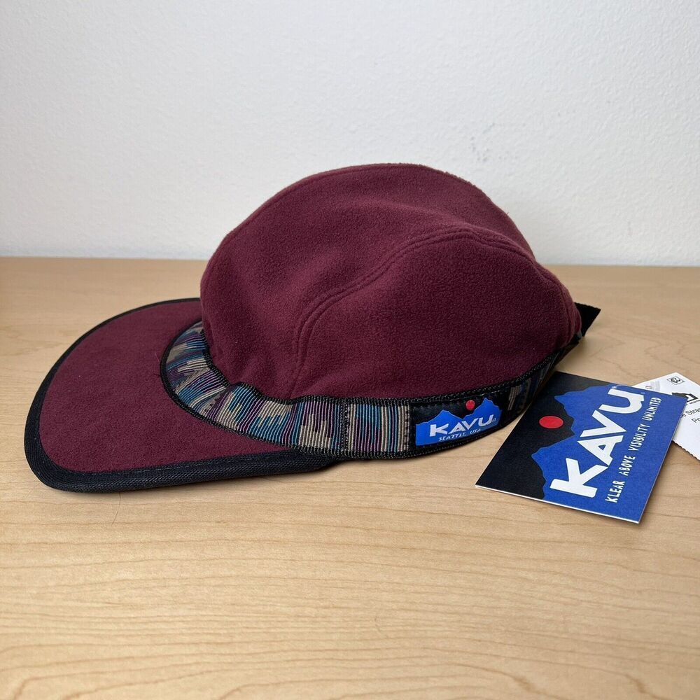 Kavu Fleece Strapcap Aztec Southwestern Maroon Red Unisex Adjustable S-L 3 Panel